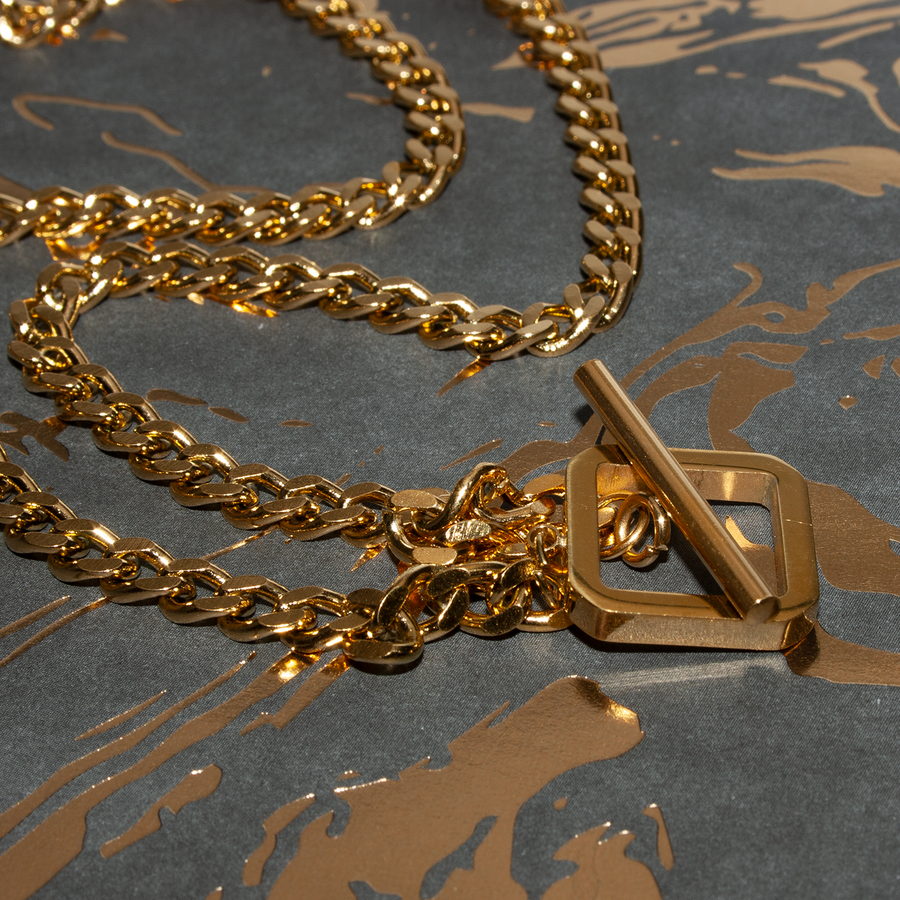 Berlin Titanium Steel Plated 18k Gold Necklace